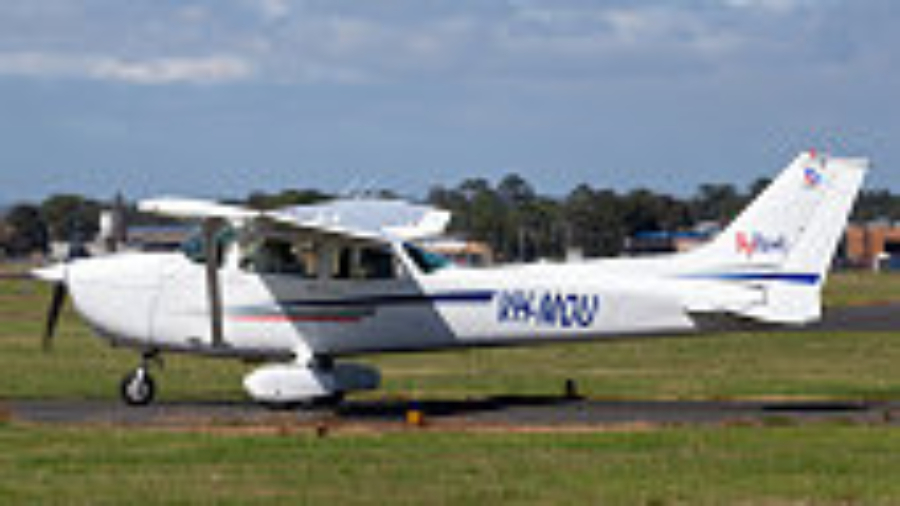 Moorabbin, Australia - March 26, 2014: Cessna 172M Skyhawk light aircraft VH-MOU at Moorabbin Airport.